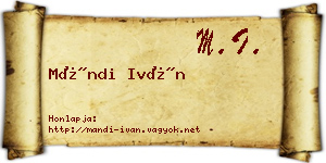 Mándi Iván névjegykártya